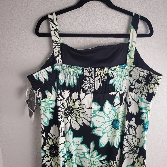Madison Leigh Dress w/Built in Bra Turquoise/Black Floral Women's Size 22W NWT - Picture 2 of 12